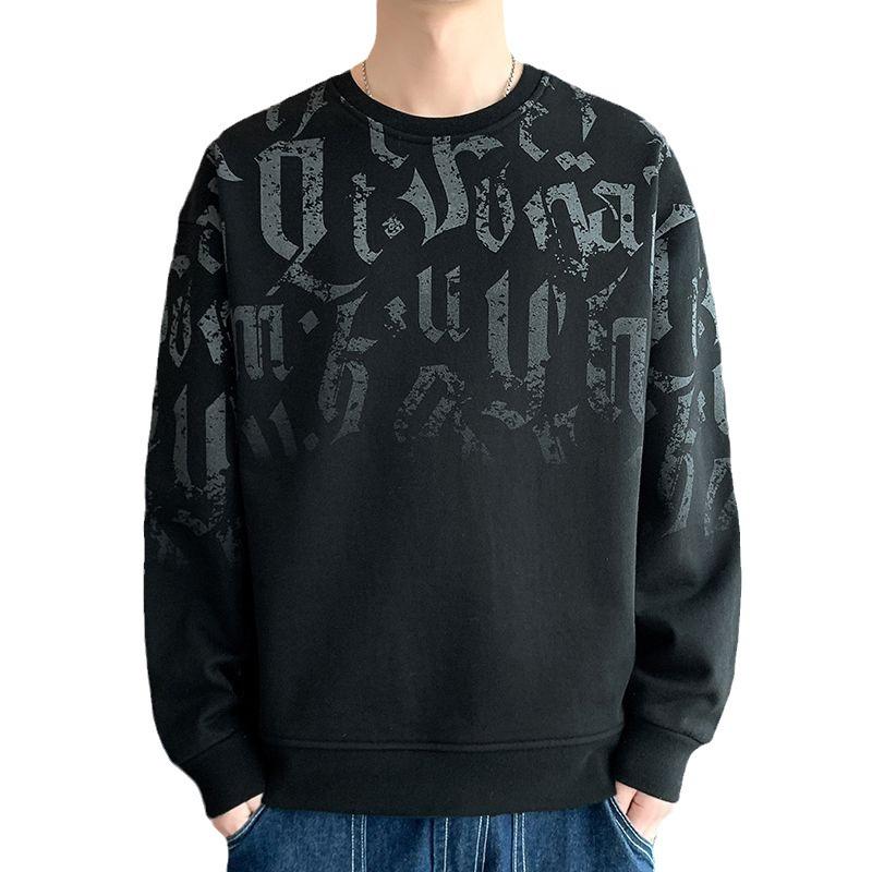 Men's Plush Long-Sleeve Knitted Sweater - Casual Autumn/Winter Round Neck Pullover, Loose Fit Trendy Top.