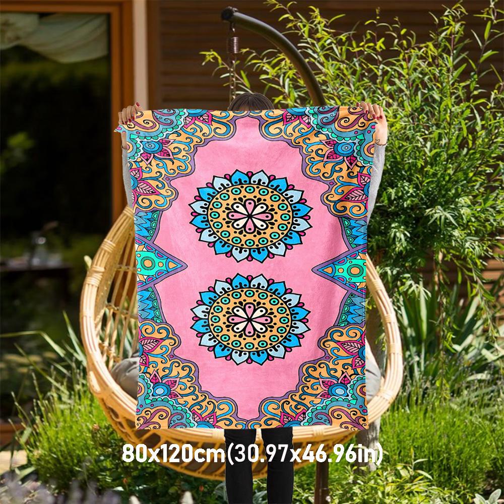 

1pc Mandala Pattern Outdoor Flannel Blanket Soft Warm All-Season Throw for Sofa Bed Car Camping Office, Cozy Gift Idea1222S 80x120cm(31x47inch)