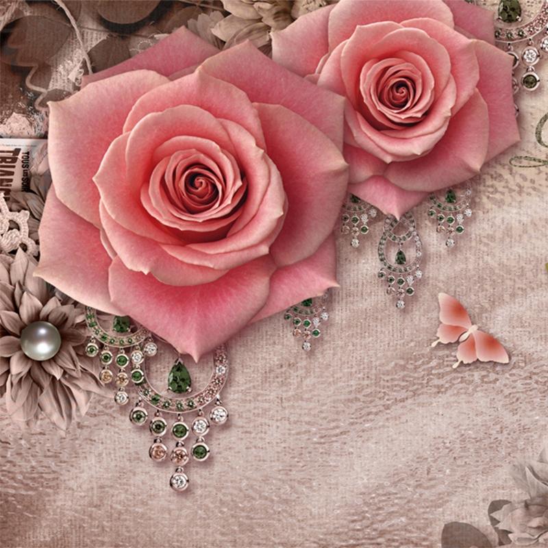 Murale Rose Romantiche Fiori 3D Carta da Parati Soggiorno TV Divano Murale Decorazione Casa