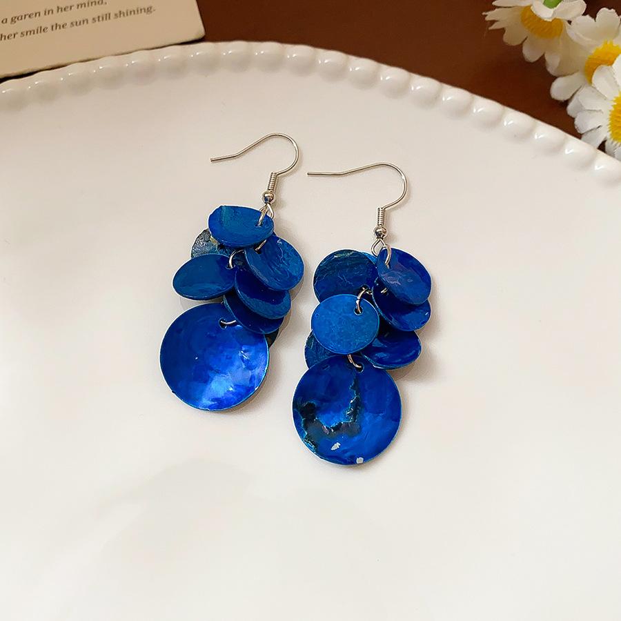 European and American Silver Needle Shell Round Resin Flower Stud Earrings Summer Small Fresh Earrings Niche Color Agent Dry Earrings