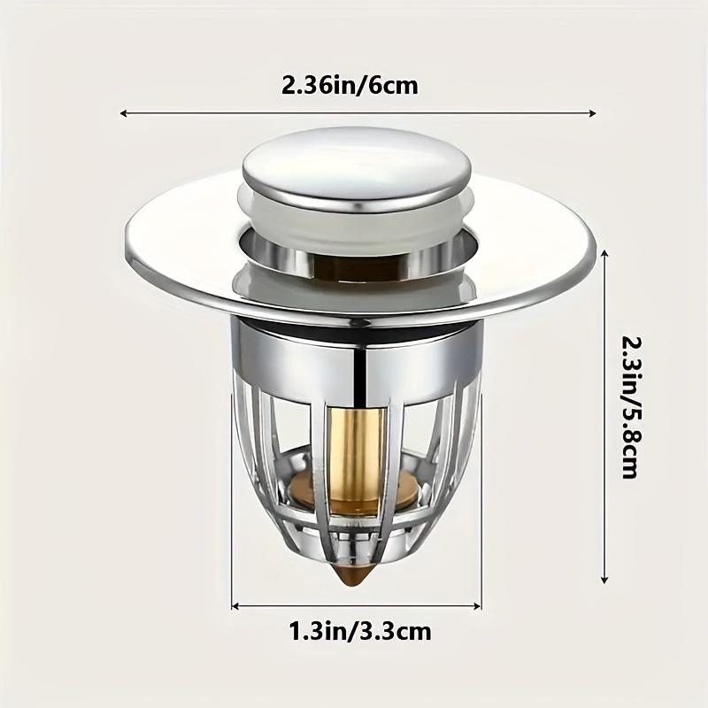 Universal Rebound Drain Plug Filter Basin Pop-up Chrome Sink Filter with Hair Catcher Bathroom Sink Drain Stopper Easy Push Type
