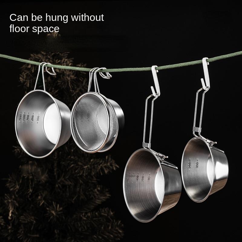 304 Edelstahl faltbare Aufbewahrungs-Schneeschüssel für Picknicks, Grillen, tragbares Camping, hängende faltbare Schüssel für Camping im Freien