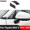 For Toyota RAV4 RAV 4      2024 Carbon Fiber Car Front Door Mirror Window A Pillar Cover Trim Accessories
