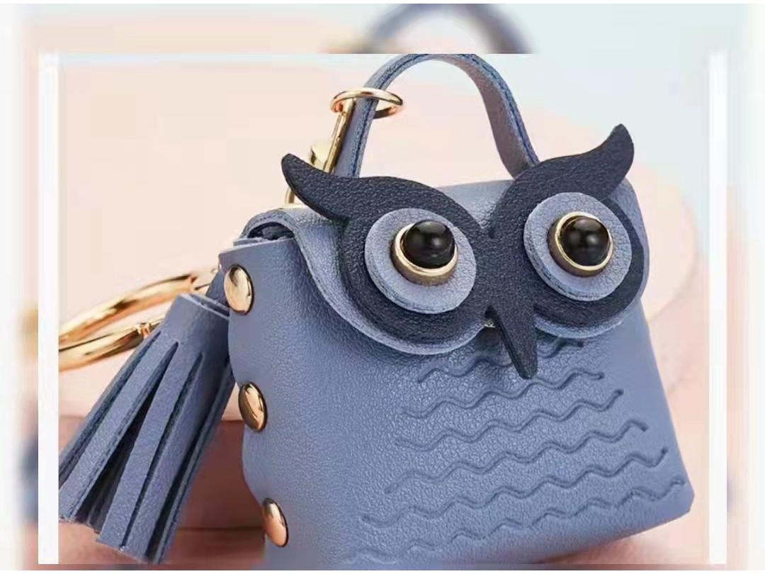 

Корейський гаманець-гаманець з пензликом та совою та брелок – Модний мультяшний брелок для навушників With Lobster Clasp світло-синій колір