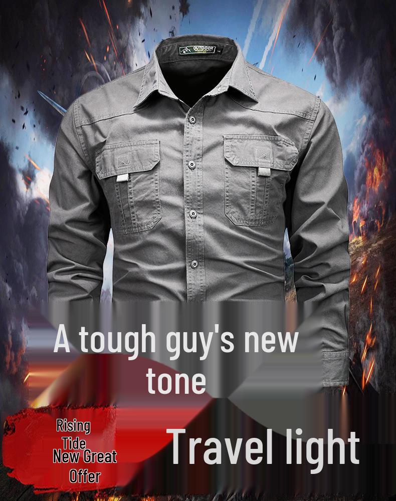 2025 Men's Pure Cotton Long-Sleeved Casual Shirt - Trendy Spring/Autumn Workwear Top