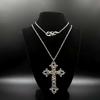 Original Punk Flame Cross Flower Pendant Double-Layer Necklace - European & American Hip Hop Style