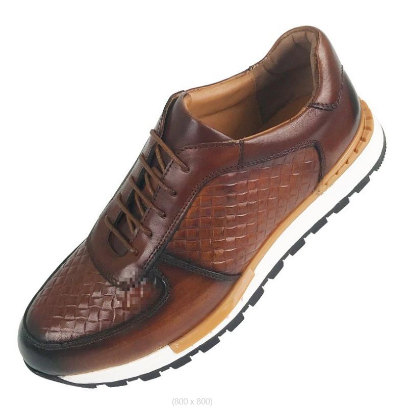 Fashion 2025 Spring Autumn 5 Colors Genuine Leather Man Luxury Sneakers Plaid Weave Pattern Lace-up Men Casual White Oxford Shoes  b15