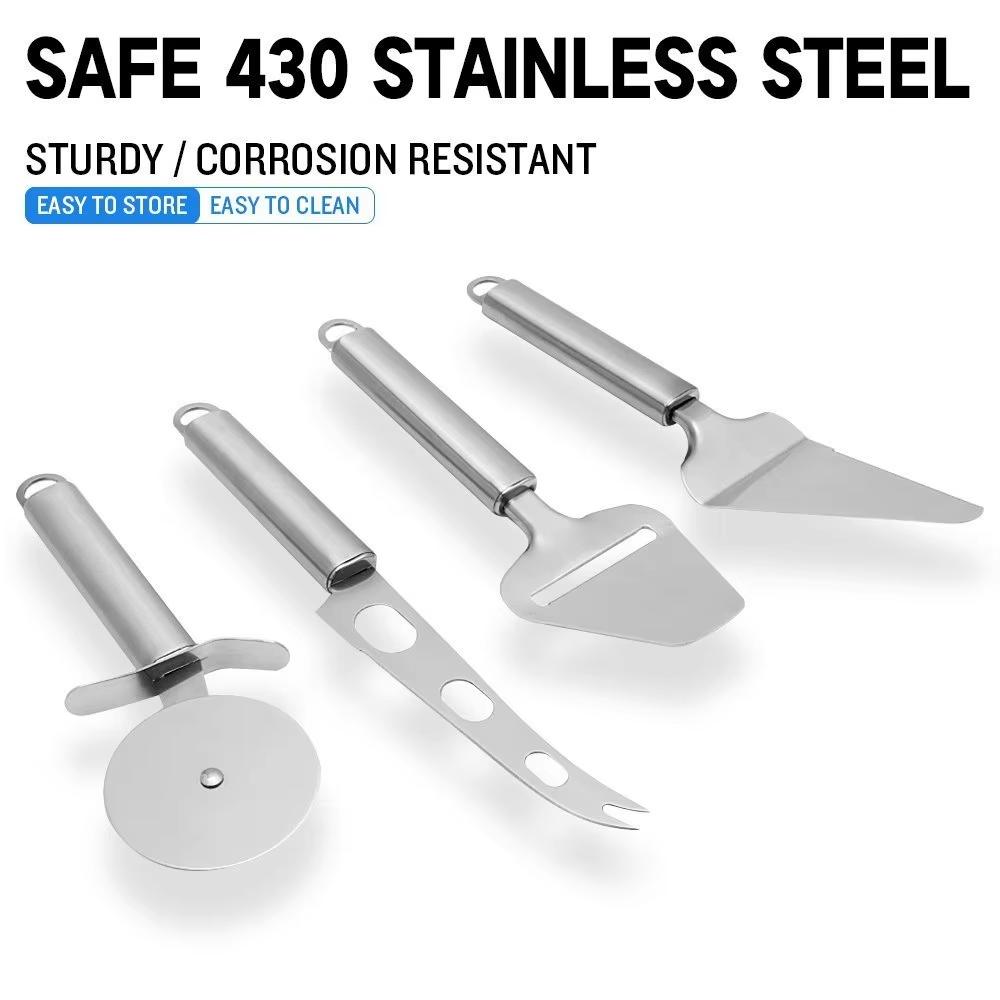 4 Pcs Cheese Slicer Stainless Steel Cheese Slicer Cutter Butter Spreader Knife Kitchen Cheese Tools Set YY079