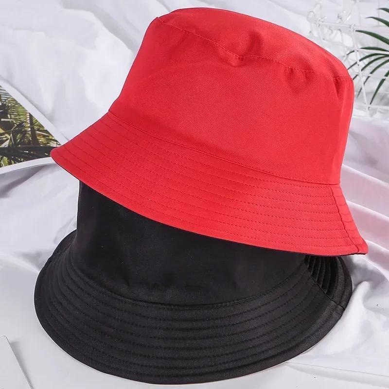 Unisex klobouk Černý Jednobarevný Oboustranný Jednoduchý Hip Hop Kbelíkový klobouk Pánský Dámský Panama Plážový Rybářský Sluneční klobouk Kbelíkové klobouky