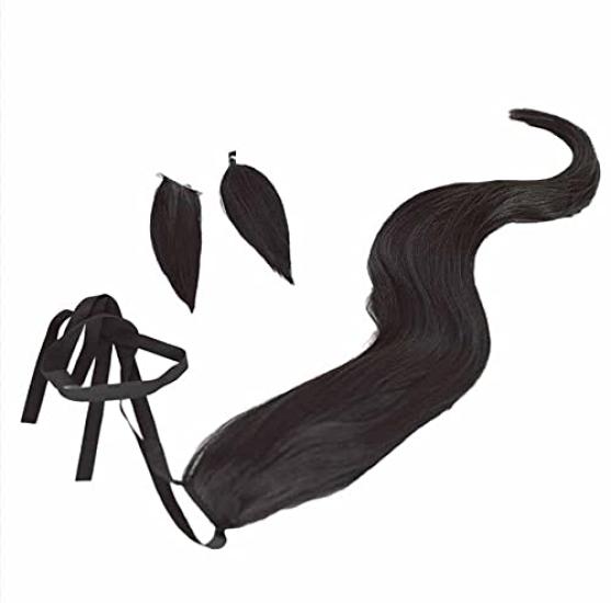 Cosplay Wig for Includes Net and Includes and Tail Heat-Resistant Disguise, Comb, Wig, Ears, (Kitasan Black)