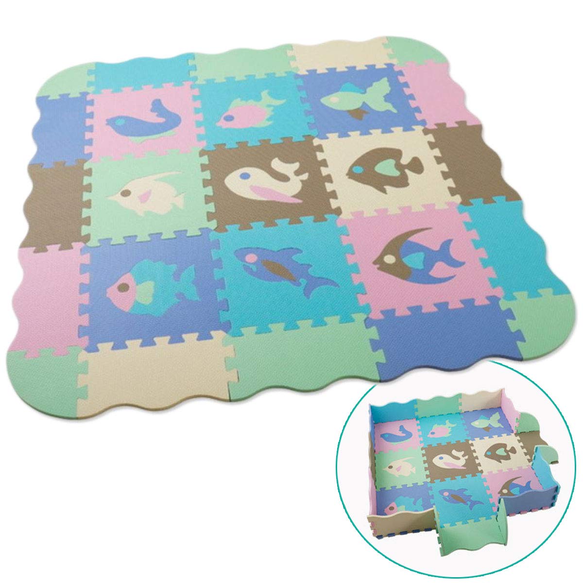 

iikuru Baby Play Mat, Jointed Type, Thick and Waterproof, y822 (114x114cm)