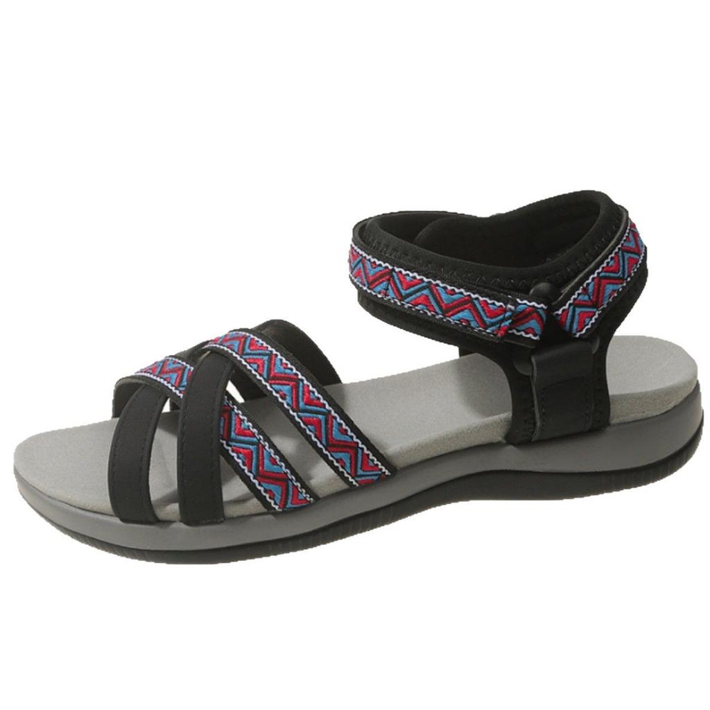 European and American Large-size Sandals 22 Summer New Wedge Heel Velcro Bohemian Beautiful Sandals