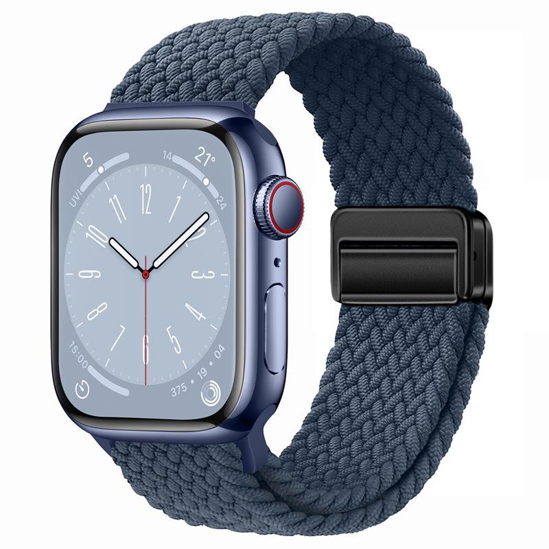 Elastisches Regenbogen-Nylon-Gewebe Apple Watch Armband mit Magnetverschluss