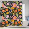 Modern Bathroom Decor Pink Yellow Floral Shower Curtain With Green Leaves For Bathtub Decoration In Bathrooms Kitchens (Navy Blu