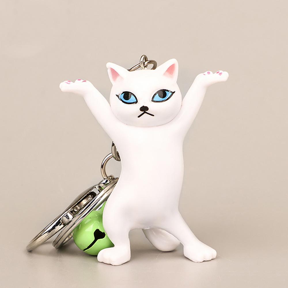 Cute Cat Figurine Keychain Creative Accessories for Women and Kids Couple Family Keychain Pendant