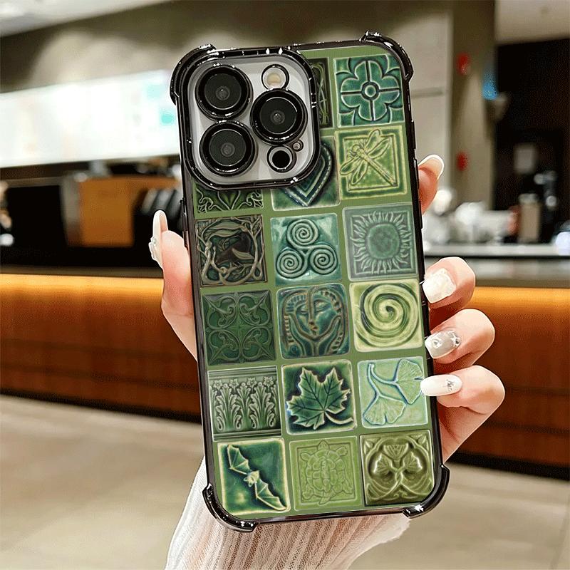 Italian Sicilian Style Floral Pattern Plating Phone Case For Iphone 16 17 Pro Max Air 16E 14 15 Plus 12 13 Mini Anti-Fall Airaba