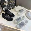 Muffin Thick-soled White Shoes Women's Rhinestone Lace-up Women's Shoes Casual Flat-soled Single Shoes