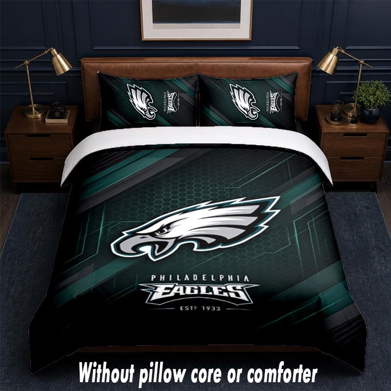 Set Biancheria da Letto Design Philadelphia Eagles 1 Copripiumino + 2 Federe Morbido Traspirante Biancheria da Letto per la Casa