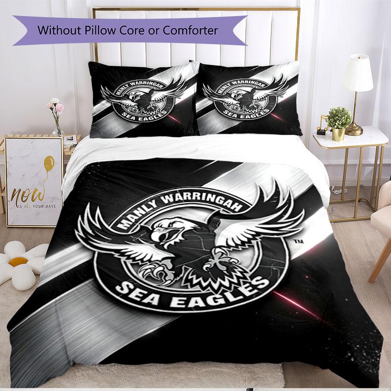 3pcs Duvet Cover Set (1*Duvet Cover + 2*Pillowcase, Without Core), Manly Warringah Sea Eagles Print Soft All‑Season Bedding Set, Home Bedroom Decor Gi