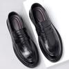 New Men's Leather Shoes Men's One-pedal Men's Business Wedding Interview Shoes Lace-free Platform British Casual Shoes
