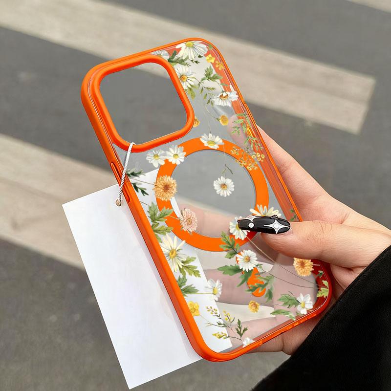 Fresh Small Floral For Magsafe Wireless Charging Phone Case for iPhone 17 16 15 14 13 12 11 Pro Max Plus Air 16E Magnetic Cover