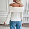 Solid-color French One-shoulder Off-the-shoulder Top Autumn New Style Slimming and Form-fitting Long-sleeved Knitted Sweater for Women