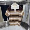 Summer Unisex Color Block Striped Knit Wool Polo Shirt - Short Sleeve