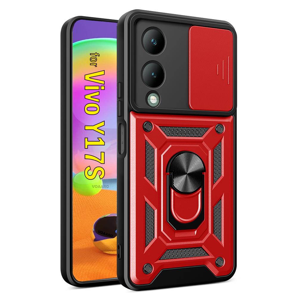 Slide Lens Armor Funda For Vivo Y17S 4G Case for Vivo Y17S 4G Global Case Magnetic Ring Stand Holder Cover Shockproof Back Capa