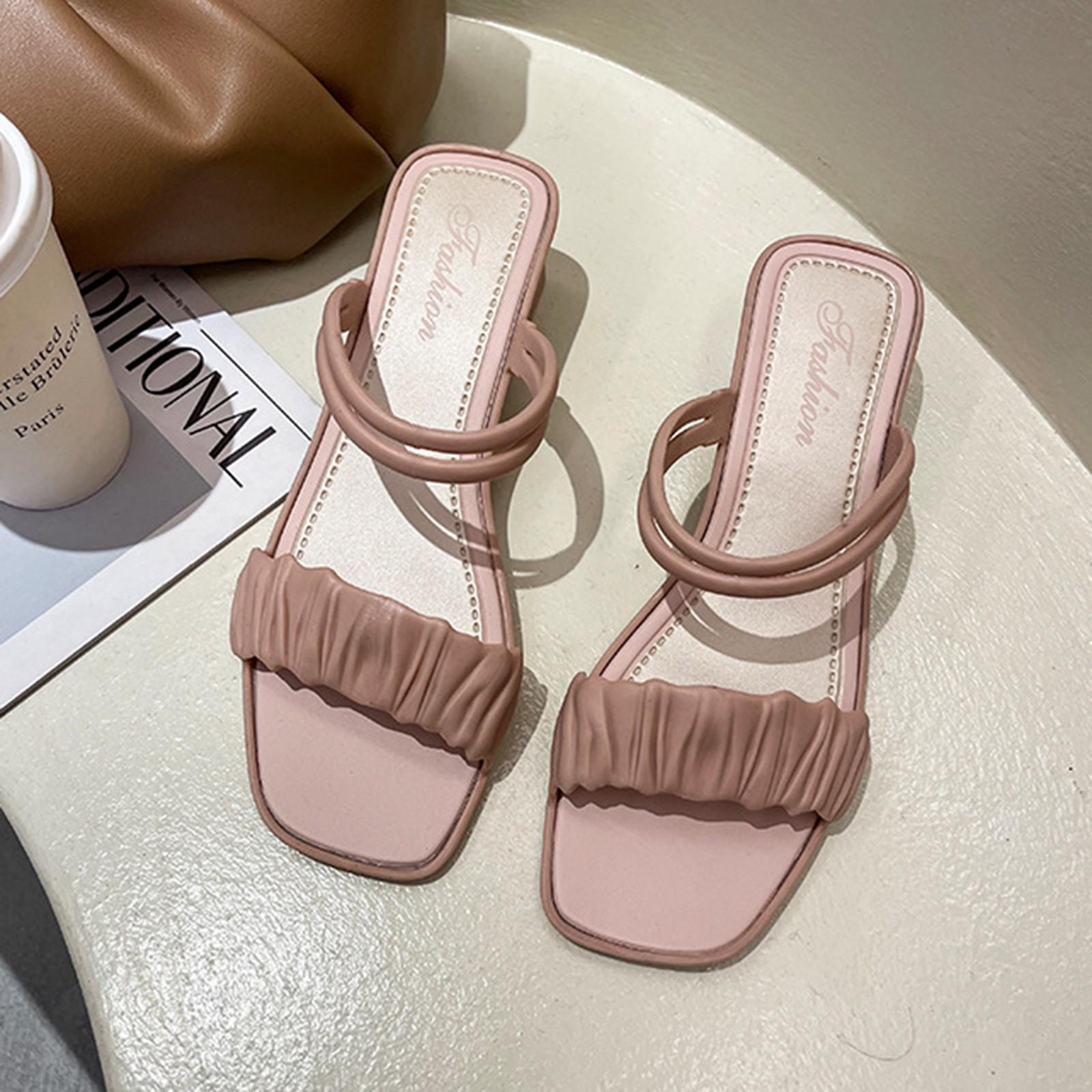 

Женские сандалии и тапочки двойного назначения на танкетке с мягкой подошвой с квадратным носком 36 розовый