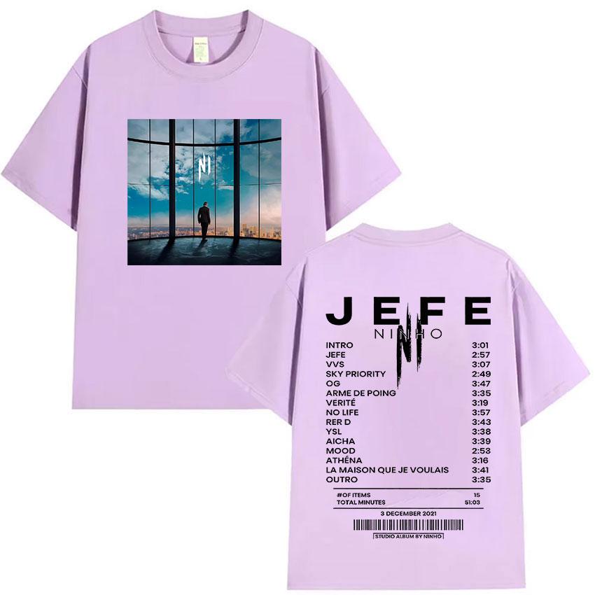 Rapper Ninho Jefe Album 2025 Graphic T-shirt Unisexs Clothing Rock Gothic Pop Music Short Sleeve T Shirt Fashion Oversized T-shirts