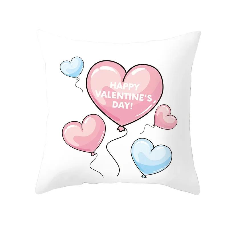 Valentine's Day Cushion Cover Romantic Wedding Party Decorations Print Cushion Cover Pillowcase Valentine's Day Gift
