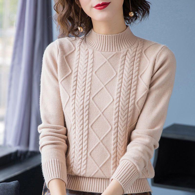Short Loose Plus Size Sweater Women's Autumn and Winter Half Turtleneck Bottoming Sweater Sweater