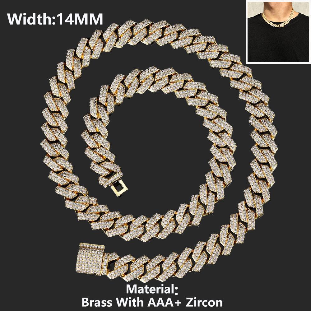Hip Hop Jewelry 10/12/14/15/20mm CZ Cuban Link Necklace For Men Miami Bling Iced Out Prong Cuban Link Chain Party Gift