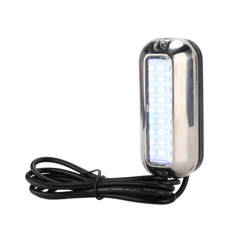 Blue 27LED Underwater Light 74LM Bright Transom Lamp IP68 Waterproof Stainless Steel Shell for Marine Boat