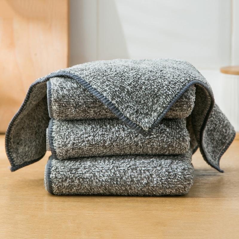Bamboo Charcoal Fiber Wipe Table Rag Household Kitchen Cleaning Cloth Remove Oil and Stains, No Hair Loss, Absorb Water and Dishwash Towel