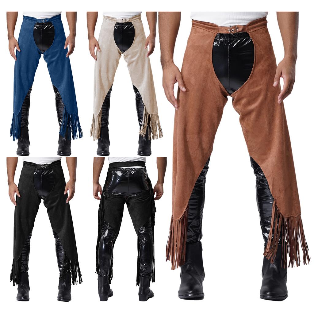 Chaps Cowboy Homme En Cuir Daim Marron, Style Western, Taille Sur Mesure