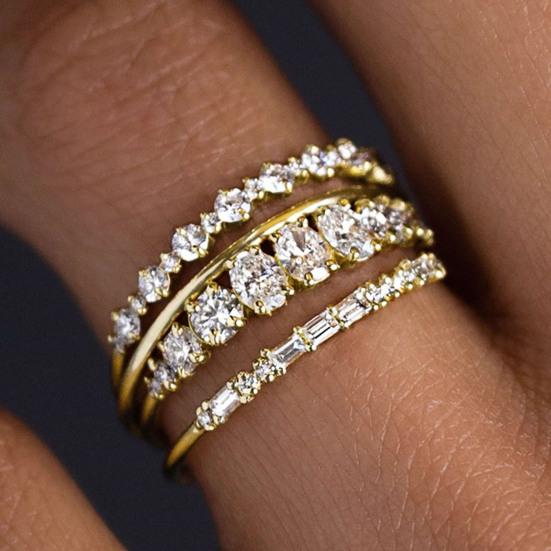 Yousheng 4Pcs Stackable Women Rings Cubic Zirconia Wedding Bands Non Tarnish Dainty Promise Rings for Statement Engagement