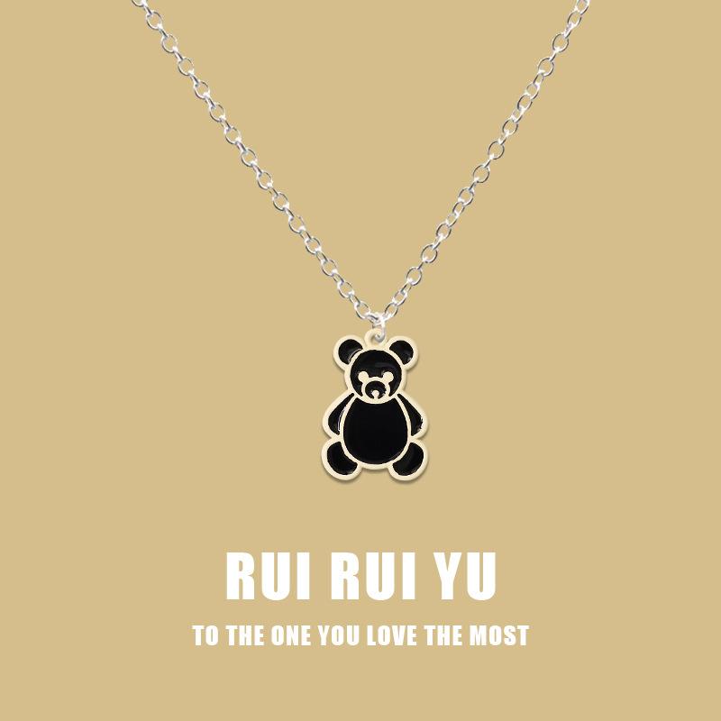 Outline Bear Necklace Pendant Necklace for Women Men Girlfriend Couple Lover Jewelry Gift