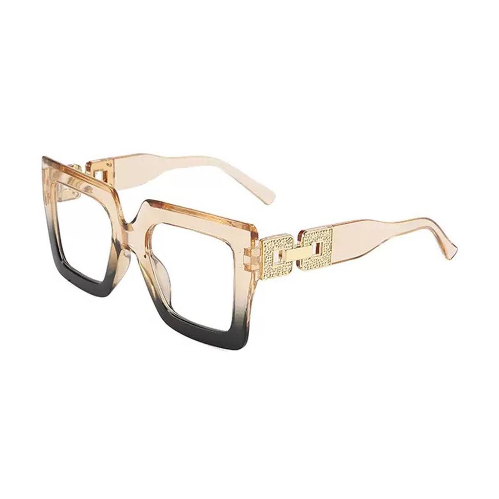 Women's Oversized Square Frame Sunglasses with Metal Decoration – Versatile European & American Style