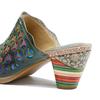 Handgemachte bemalte Hausschuhe im ethnischen Stil aus echtem Leder Patchwork Spitze Damen Sandalen mit rundem Absatz