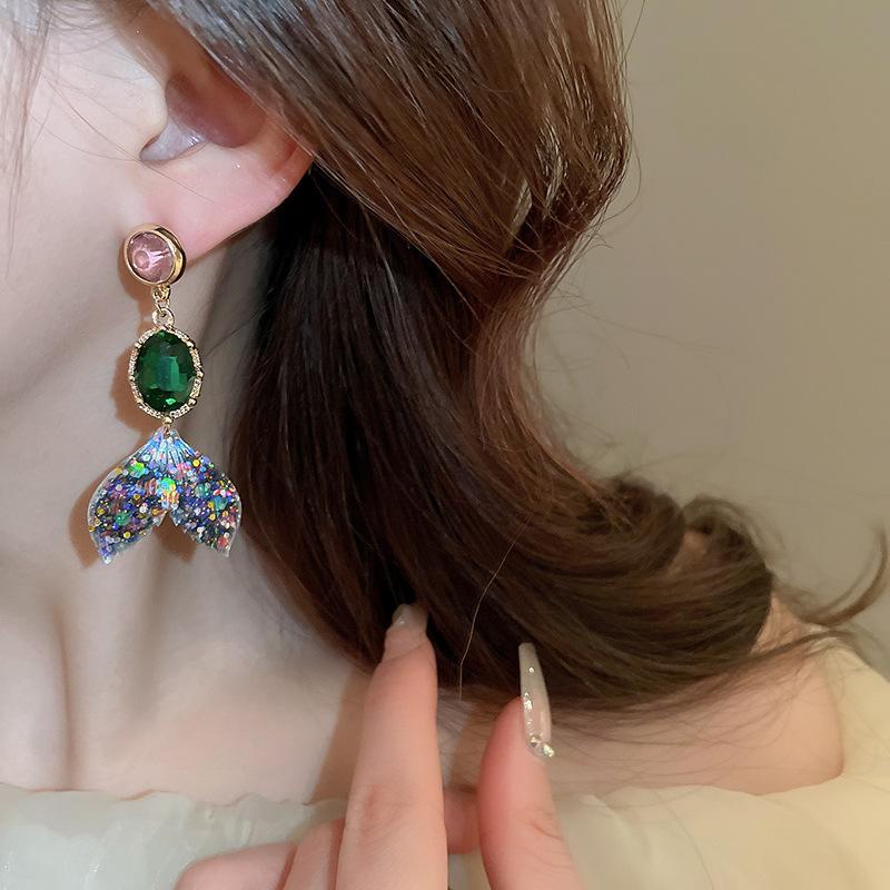 Mermaid Fishtail Earrings Light Luxury Temperament High-end Earrings for Women