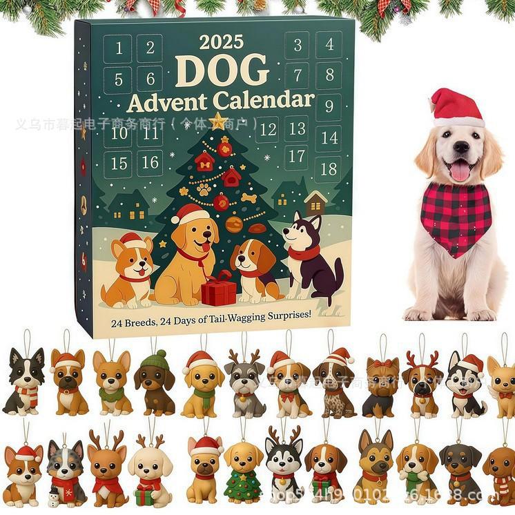 New Product: 2025 Dog Lovers' Advent Calendar Blind Box Acrylic Flat Pendant Christmas Decorations Christmas Gifts