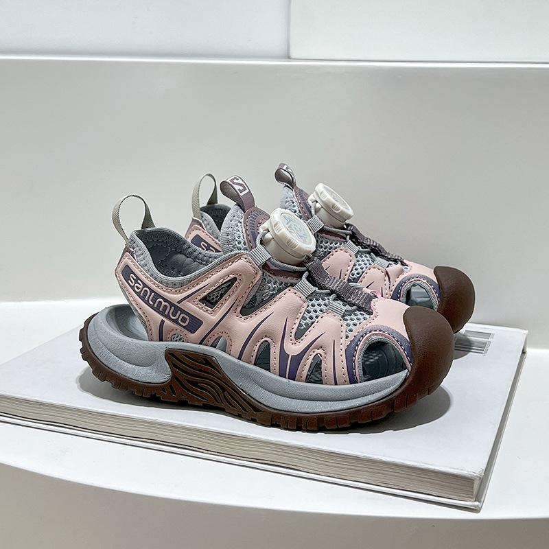 

Children s sandals 2025 summer new boys mesh hollow bag head shoes soft sole sports girls outdoor beach shoes 26-30 yards 5 pairs in one hand розовый