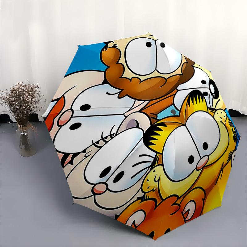 1pc Garfield & Friends Auto Open Umbrella, Portable 3-Fold Design with 8-Bone Iron Frame, Outdoor, Perfect Gift for Fans, Travelers, Everyday Use, Sui
