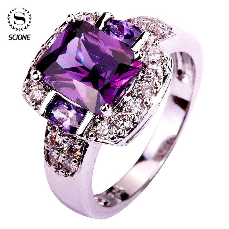 

LUXY MOON Fashion Charming Nice Women Party Jewelry Purple & White CZ Silver 925 Ring