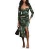Amazon Ebay Cross-border Dress European and American Sexy French Retro Satin Print Low Slim Skirt