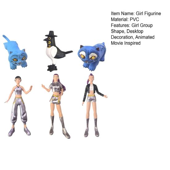 1 Set PVC Girl Group Figurine Animated Movie Inspired Hunter Girl Figurine Sculpture Home Office Desktop Decoration Ornament