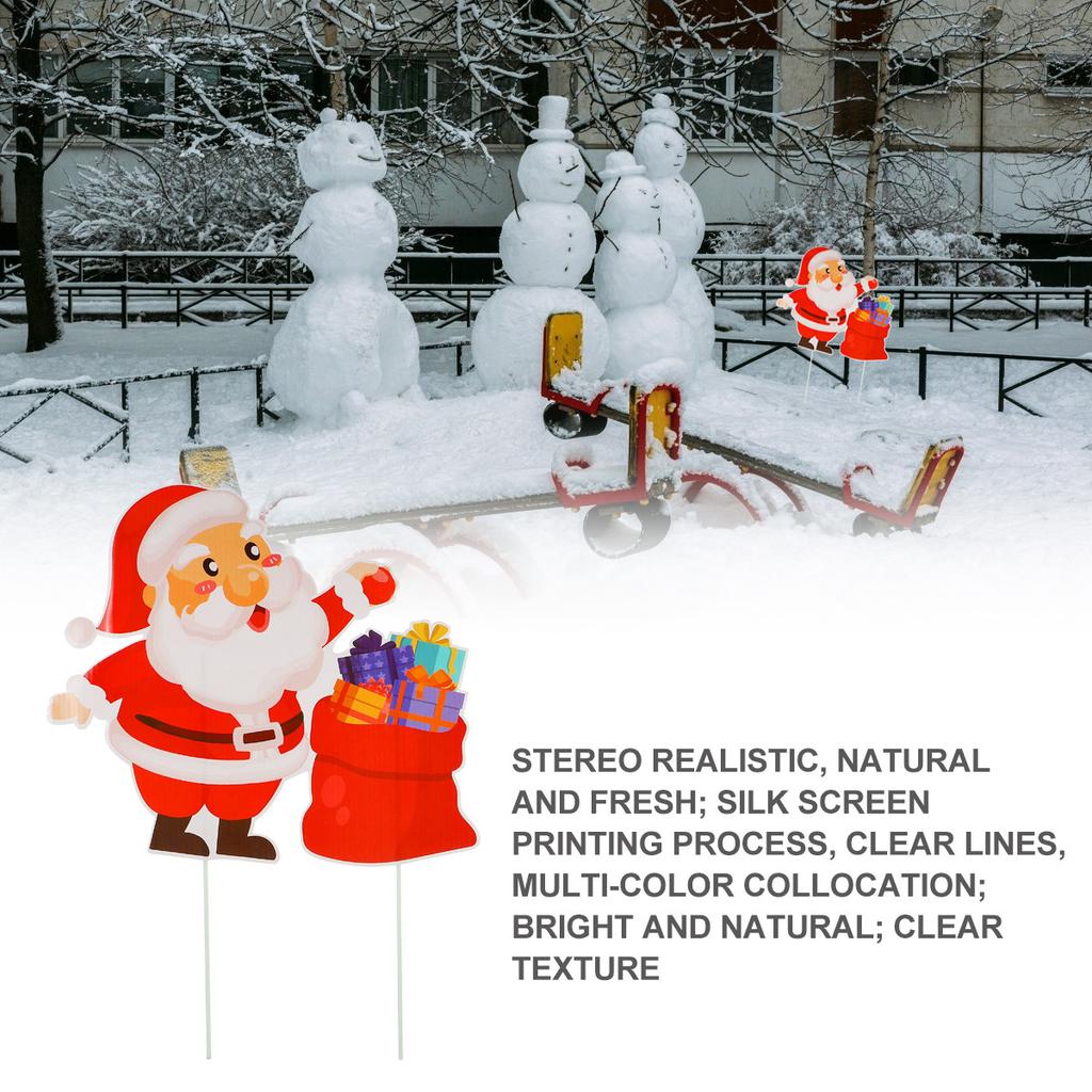 4 Pcs Yard Signs Durable Christmas Yard Sign Plastic Holiday Decor Outdoor Garden Inserts Lawn Signs Festive Atmosphere