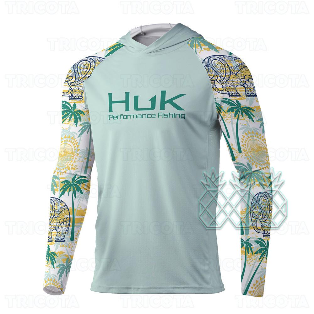 Cross-border HUK fishing suit outdoor hooded long-sleeved sunscreen T-shirt breathable Luya fishing suit UV protection ice silk