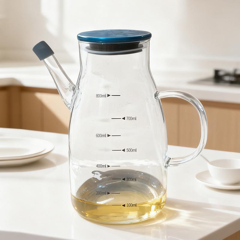 High Borosilicate Glass Oil Pot Household Kitchen with Graduated Soy Sauce Vinegar Glass Bottle High Temperature Resistant Oil Pot